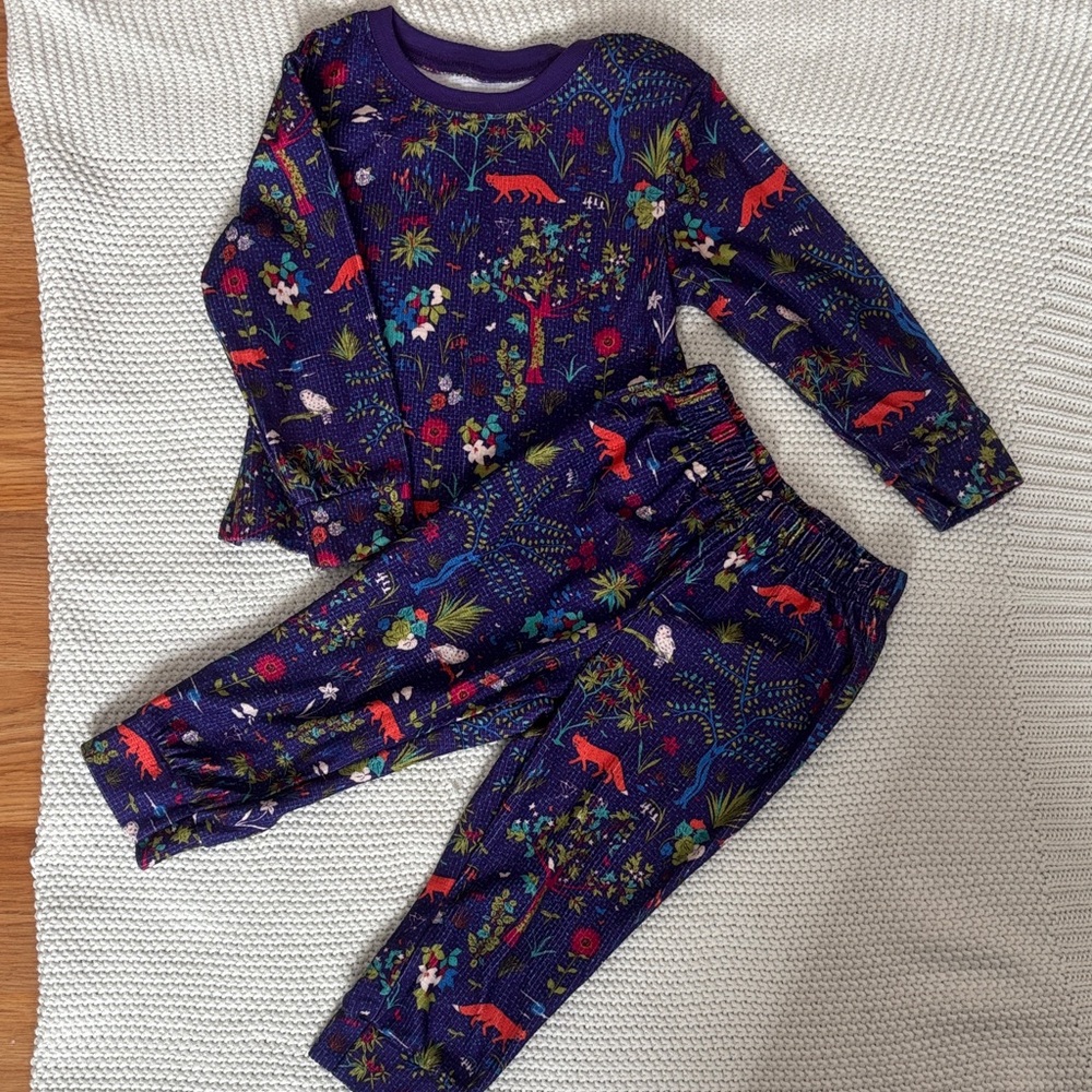 L.L. Bean Kids Pajama Set - Purple with Red and Green Accents